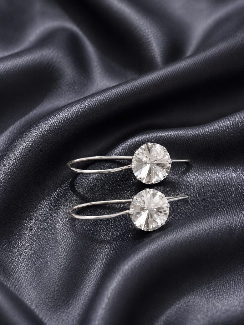 8mm Sudraba Rivoli āķīšu auskari Crystal
