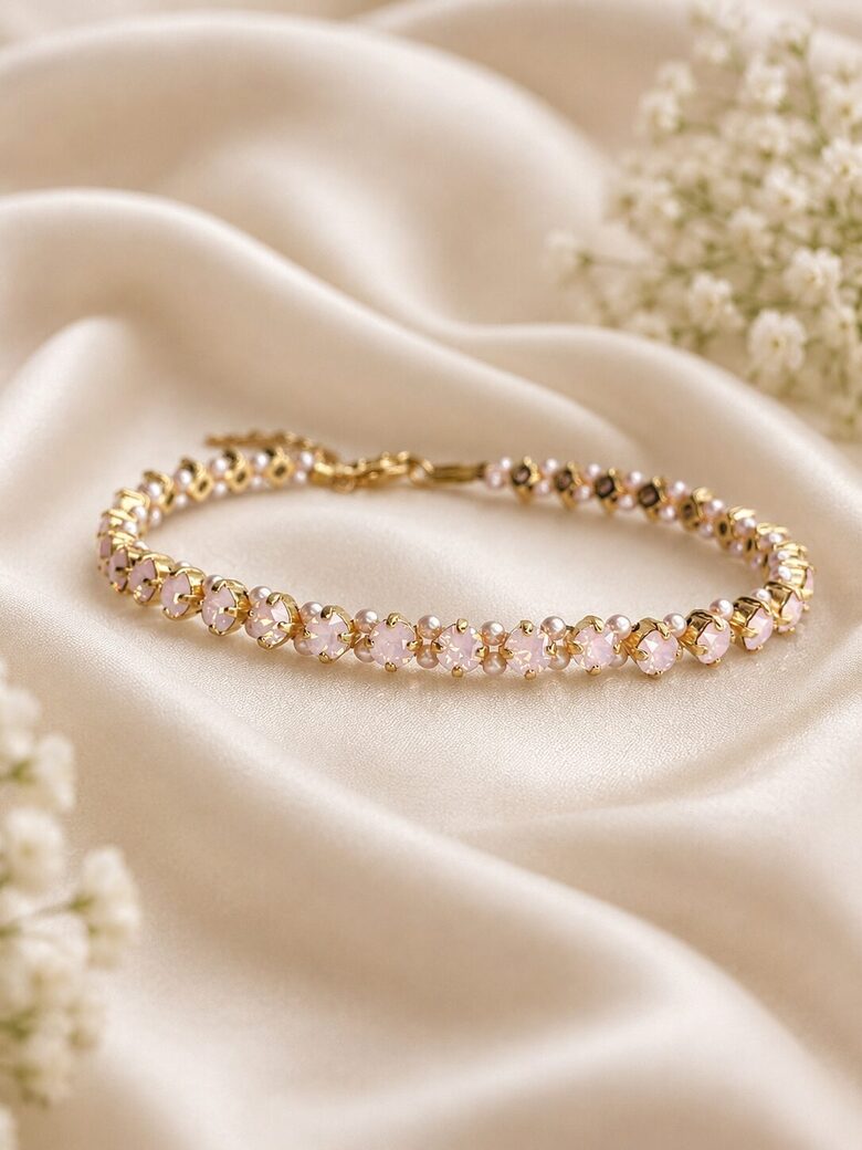 Smalka 4 mm Swarovski® kristālu rokassprādze Rose Opal