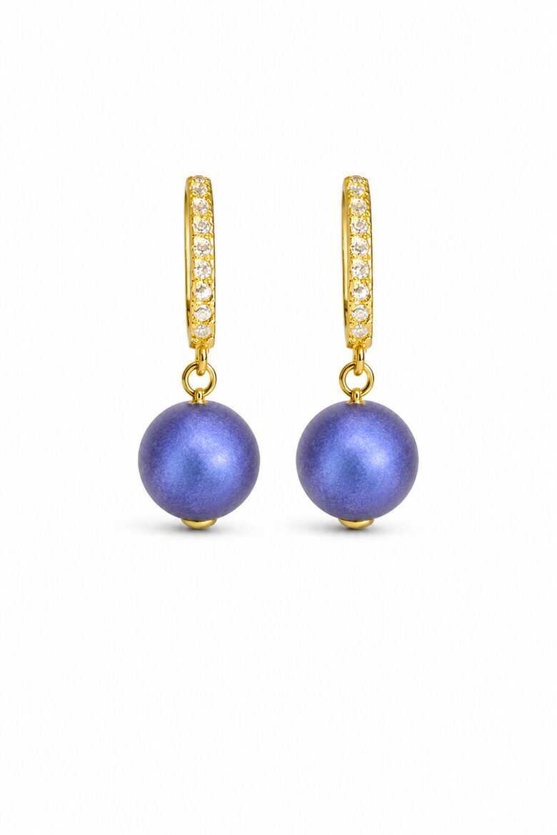 Klasiskie pērļu sudraba auskari ar 10mm Swarovski pērli- Iridescent Dark Blue
