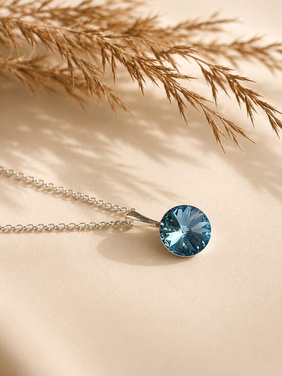 12mm Sudraba kulons ar Swarovski Rivoli kristālu "Liseta" Denim Blue