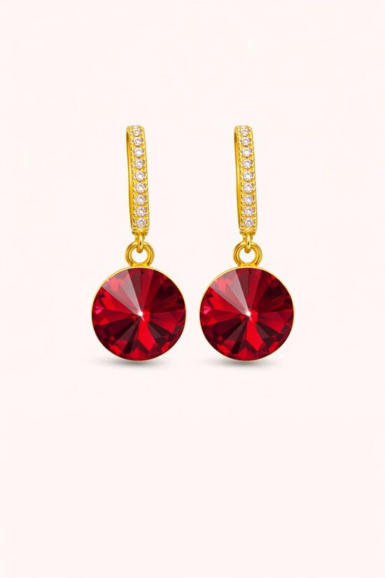 12mm Rivoli Crystal Sudraba auskari ar 18k zelta pārklājumu ar Swarovski Kristālu Siam