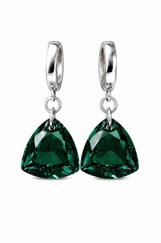Triliant Sudraba auskari Emerald
