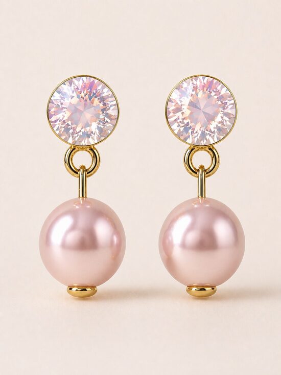 Marie Kristālu Sudraba auskari ar swarovski 10 mm pērli Rosaline