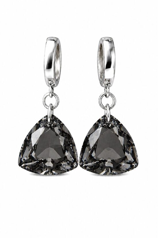 Triliant Sudraba auskari ar Swarovski kristālu- Silver night