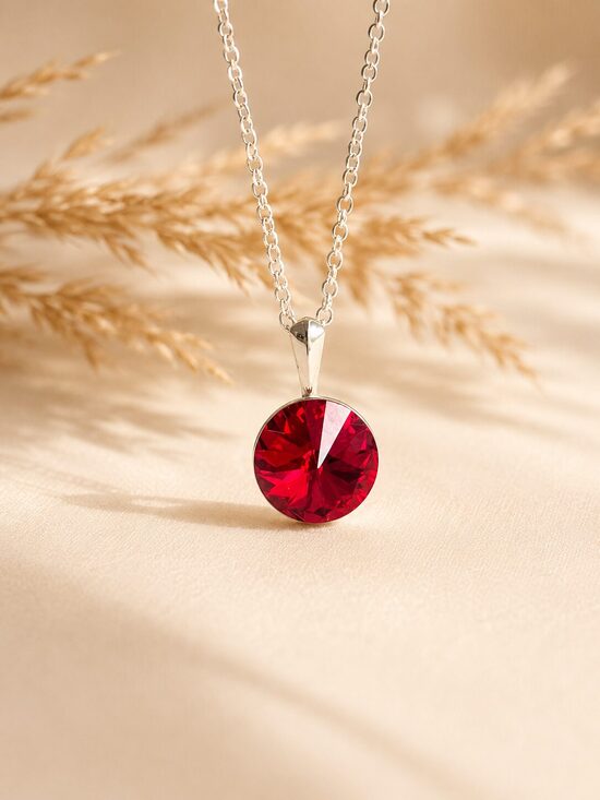 12mm Sudraba kulons ar Swarovski Rivoli kristālu "Liseta" Light Siam