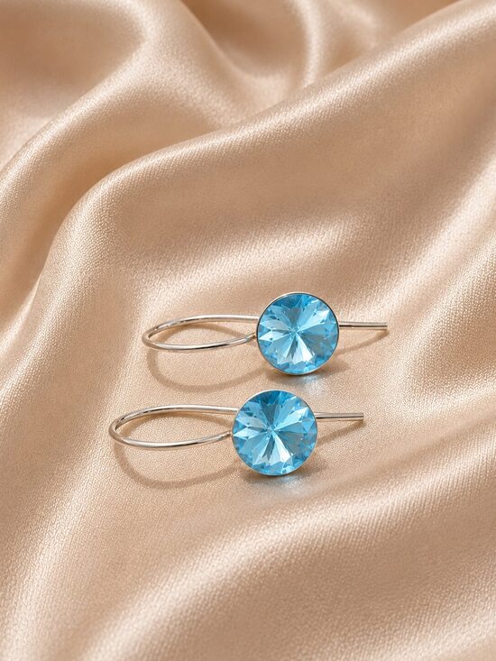 8mm Sudraba Rivoli āķīšu auskari Aquamarine