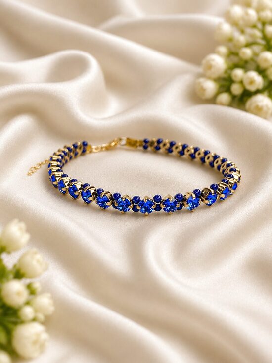 Smalka 4mm kristālu rokassprādze ar swarovski kristāliem Sapphire