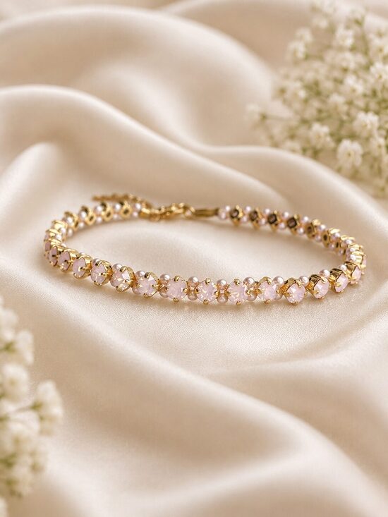 Smalka 4 mm Swarovski® kristālu rokassprādze Rose Opal