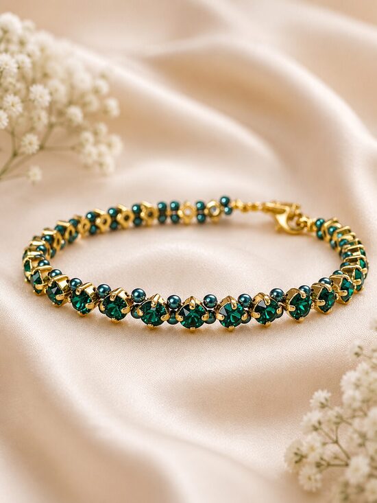Smalka 4 mm Swarovski® kristālu rokassprādze Emerald