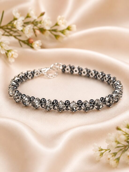 Smalka 4 mm Swarovski® kristālu rokassprādze Silver Night