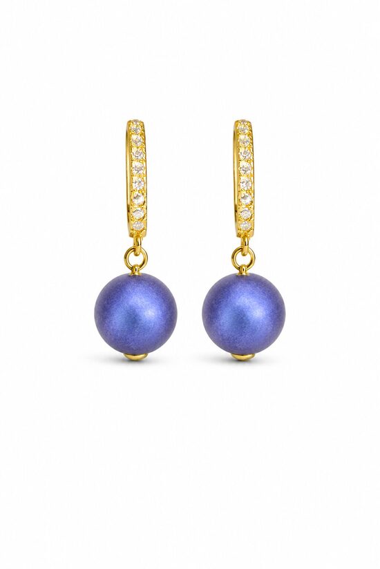 Klasiskie pērļu sudraba auskari ar 10mm Swarovski pērli- Iridescent Dark Blue