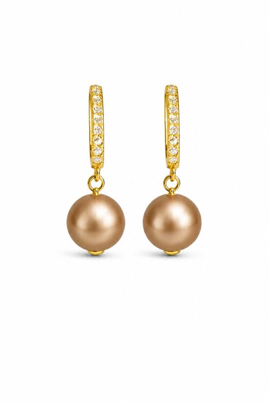 Klasiskie pērļu sudraba auskari ar 10mm Swarovski pērli Rose Gold