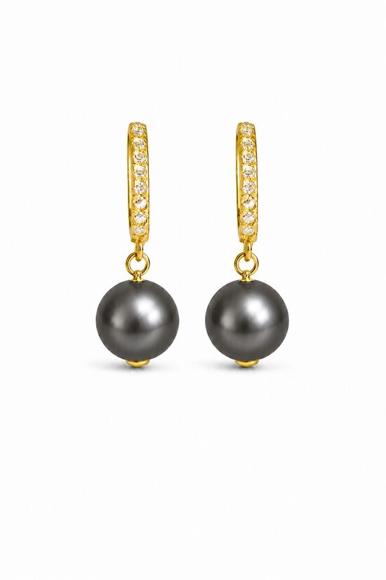 Klasiskie pērļu sudraba auskari ar 10mm Swarovski pērli Black