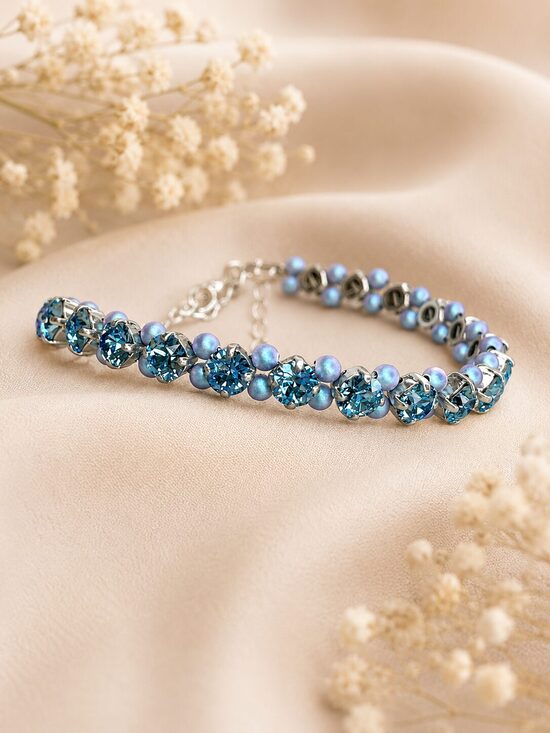 Light Sapphire 5 mm kristālu rokassprādze ar Swarovski® kristāliem