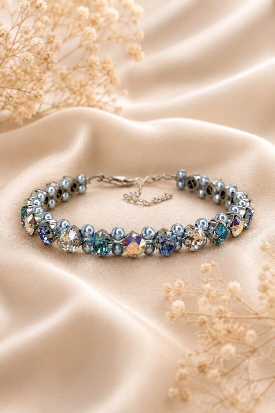 Aquamarine / Crystal / Crystal AB / Light Sapphire 5 mm kristālu rokassprādze ar Swarovski® kristāliem