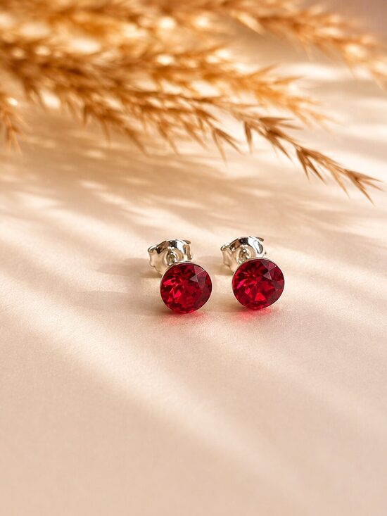 6mm Sudraba nagliņauskari ar Swarovski kristālu "Tesa" Light siam