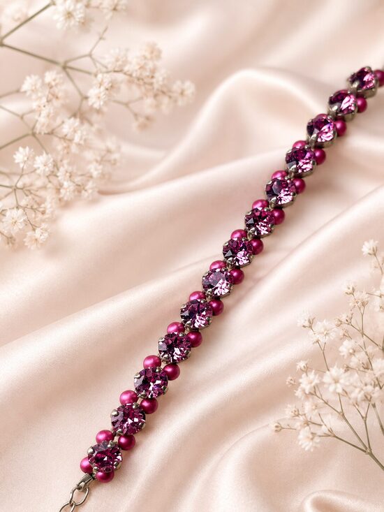 5mm Rokassprādze papildināta ar Swarovski kristāliem-Dark Rose 