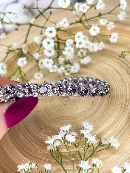 Light Amethyst 5 mm kristālu rokassprādze ar Swarovski® kristāliem