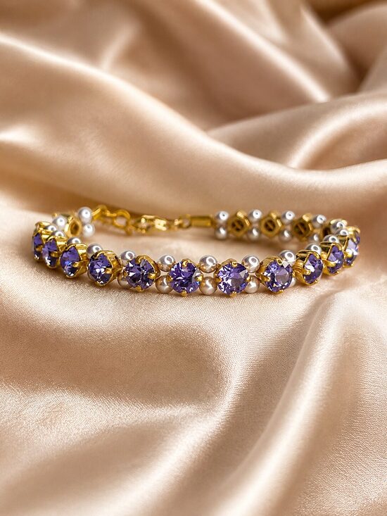 Tanzanite ar Lavender 5 mm kristālu rokassprādze