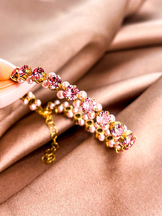 Light Rose 5 mm kristālu rokassprādze ar Swarovski® kristāliem