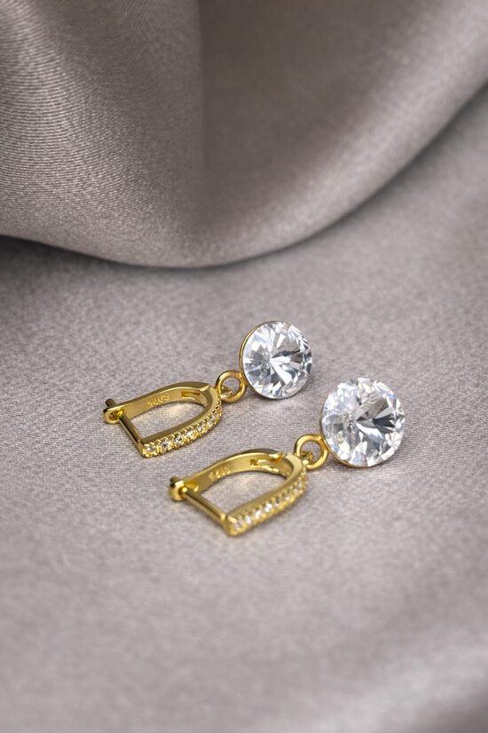 8mm Chaton Sudraba auskari ar Swarovski kristālu- Crystal