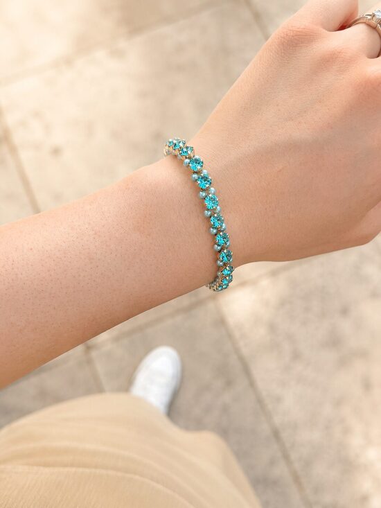 Light Turquoise 5 mm kristālu rokassprādze ar Swarovski® kristāliem
